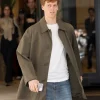 Jannik Sinner Gucci Spring Show Milan Fashion Week 2027 Olive Green Cotton Coat Front