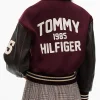 Jisoo Tommy Hilfiger Manteco Wool Blend Leather Sleeves Letterman Varsity Jacket Back