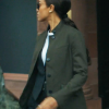 Joe TV Series Special Ops Lioness 2026 Zoe Saldaña Green Cotton Blazer Front