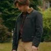 John Logan TV Series Off Campus Antonio Cipriano Black Cotton Canvas Bomber Jacket