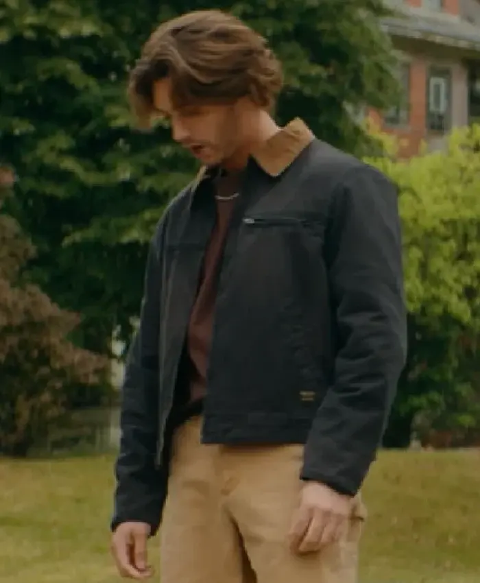 John Logan TV Series Off Campus Antonio Cipriano Black Cotton Canvas Bomber Jacket