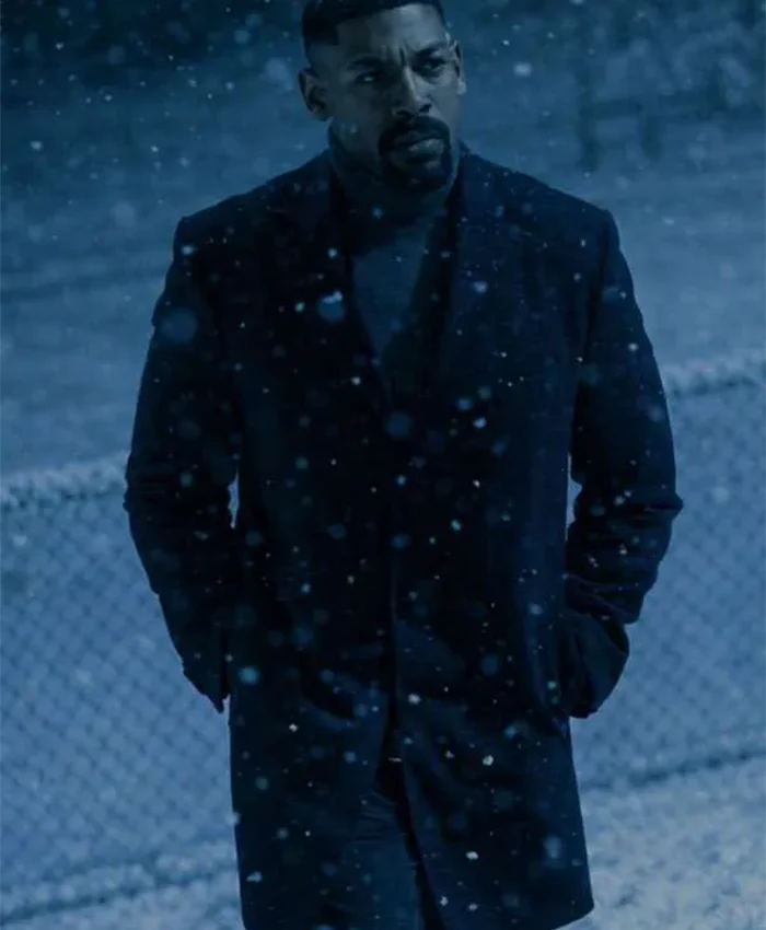John Stewart TV Series Lantern 2026 Aaron Pierre Black Wool Coat