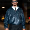 Jordan Love Quarterback Tunnel Walk Arrival 2026 Blue Leather Jacket