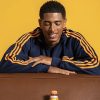 Jude Bellingham Lucozade Campaign Photoshoot 2026 Navy Blue with Yellow Stripes Adidas Jacket Front