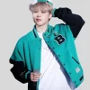 K-pop BTS Jungkook Army Zip Baseball Jumper Blue and Black Bomber Jacket