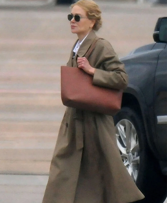 Kaitlyn Meade TV Series Special Ops Lioness Nicole Kidman Brown Cotton Trench Coat Side View