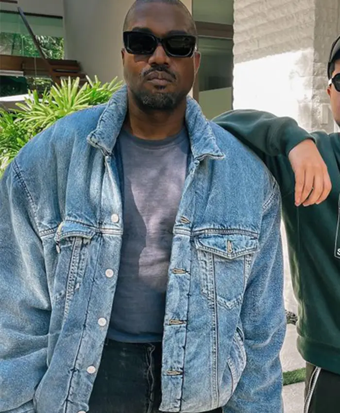 Kanye West Balenciaga Padded Blue Denim Trucker Jacket On Sale