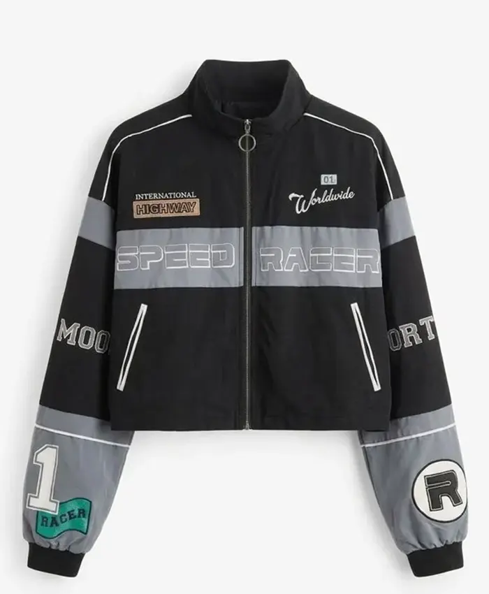 Kartanya Maynard TV Series Heartbreak High 2026 Zoe Clarke Black & Grey Racer Jacket Front
