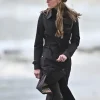 Kate Middleton Scotland Bute Shinty 2026 Black Trench Coat