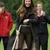 Kate Middleton Scotland Bute Shinty 2026 Black Trench Coat Front