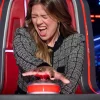 Kelly Clarkson TV Show The Voice US 2026 Checked Cropped Tweed Cardigan