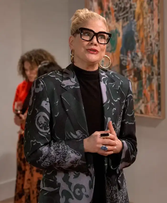 Leanne S02 Kristen Johnston Abstract Floral Crepe Blazer