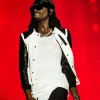 Lemonade Summer Smash 2026 Playboi Carti Black and White Leather Bomber Jacket Front View