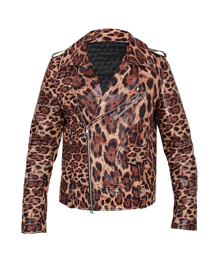 Leopard Print Leather Jacket