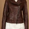 Lesley Manville TV Series Marble Hall Murders 2026 Susan Ryeland Brown Leather Jacket Front