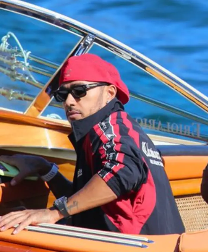 Lewis Hamilton Lake Como Italy 2026 Willy Chavarria Casa de Chavarria Track Jacket Shop now