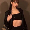 Lisa Bvlgari Serpenti Infinito After Party Black Coat
