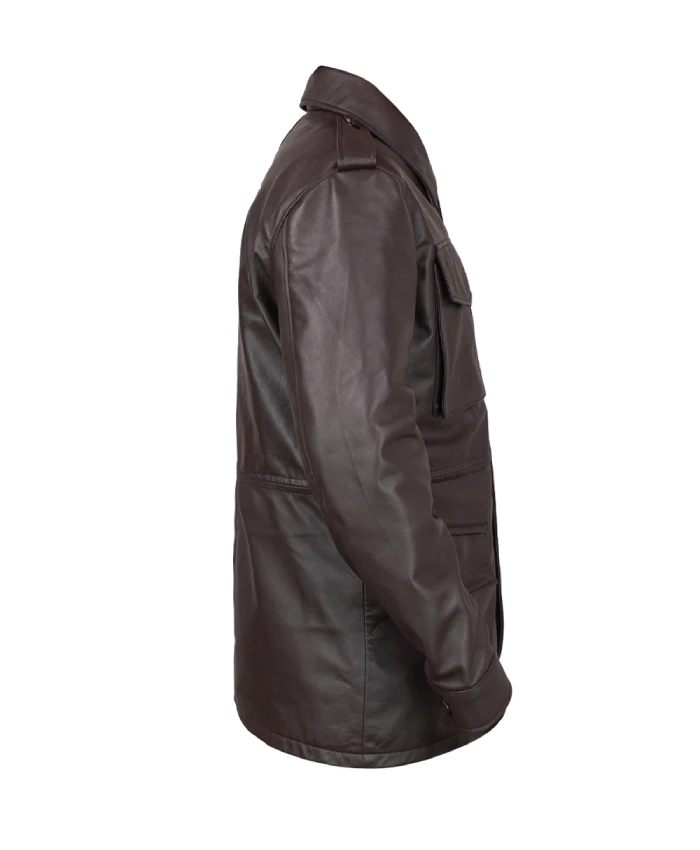Real leather M65 field jacket with a rugged outdoor design