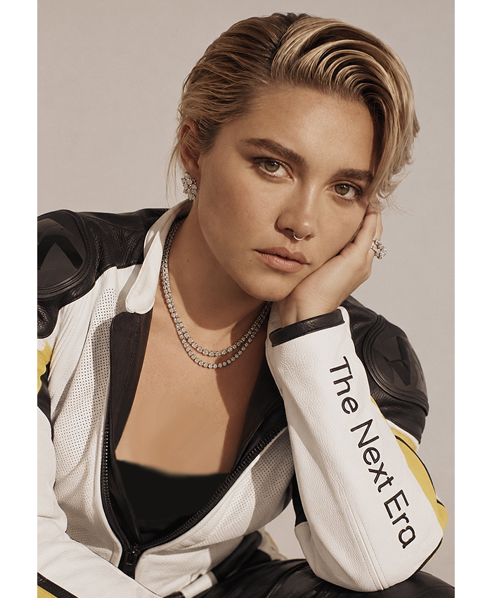 Magazine Photoshoot 2026 Florence Pugh The New Era Leather Moto Jacket For Sale