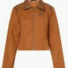 Margy El Sherif TV Series Ted Lasso 2026 Peace Out 73 Brown Suede Leather Jacket Front