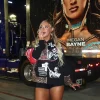 Megan Bayne AEW 2026 Black Multi-Panel Leopard Print Hooded Jacket Front