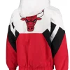 Men's Chicago Bulls Starter White and Red The Line-Up Oxford Hoodie Half-Zip Jacket