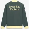 Men’s Green Bay Packers Rivalries Collection 2026 Nike Green Sideline Bomber Jacket Back View