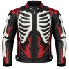 Men's Skeleton Skull & Flames Leather Biker Jacket