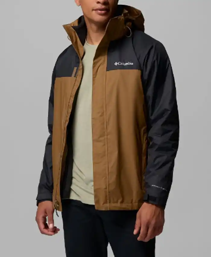 Men's Watertight Interchange Brown and Black Columbia Colorblocked Waterproof Jacket