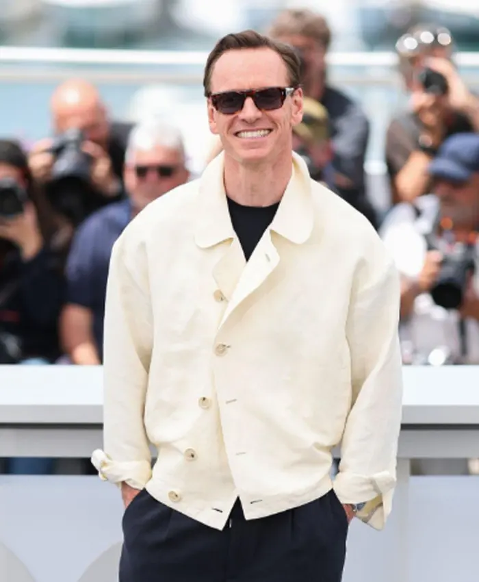 Michael Fassbender Photocall Movie Hope 2026 Off-white Cotton Jacket On Sale Front
