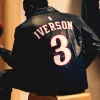 NBA Philadelphia 76ers The King and The Answer Iverson 3 Black Leather Jacket