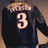 NBA Philadelphia 76ers The King and The Answer Iverson 3 Black Leather Jacket Back View