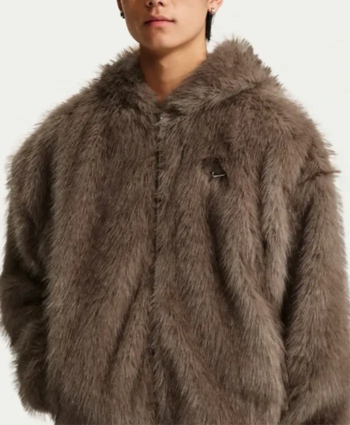 NBA Superstar Ja Morant Nike Brown Fur Hooded Jacket On Sale