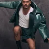 NFL Rio Halftime Show 2026 Pedro Sampaio Metallic Green Leather Jacket