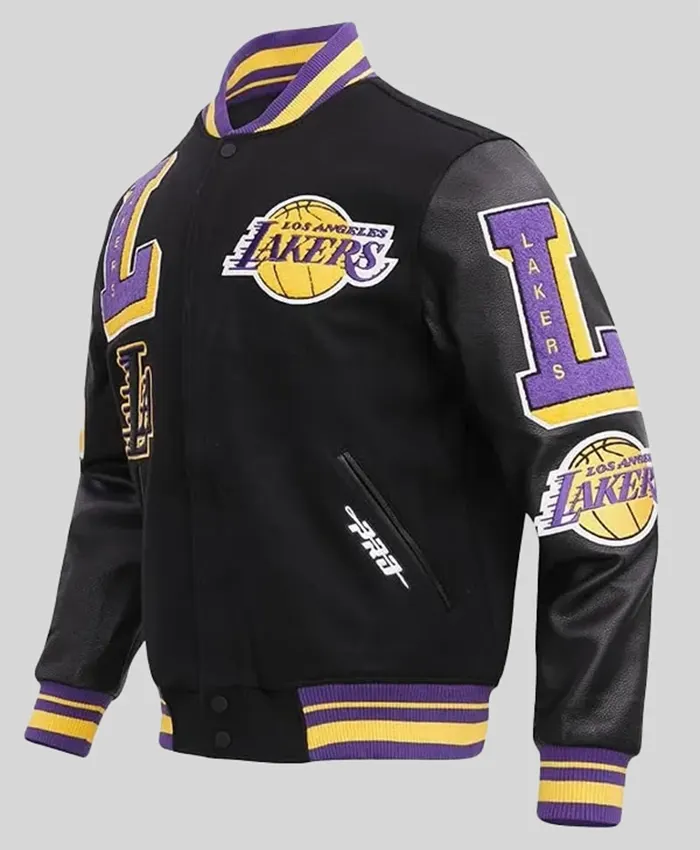 National Basketball Association 2026 Los Angeles Lakers Logo Black Wool Varsity Jacket