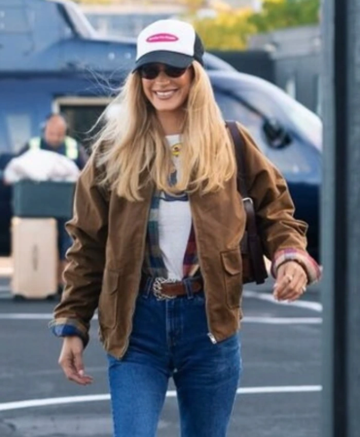 New York City 2026 Street Style Bella Hadid Brown Cotton Jacket Front