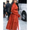 New York Fashion Week Calvin Klein SS27 Teyana Taylor Red Suede Coat