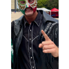 Night Before AAA Mega Championship Mexico City 2026 El Grande Americano Black Leather Fringe Jacket Front View