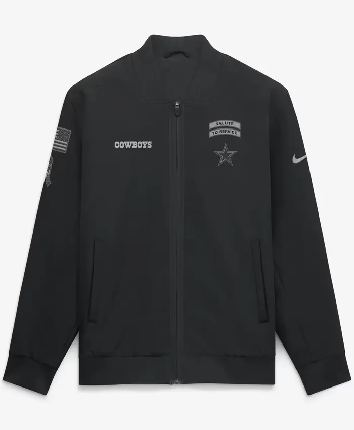 Nike Dallas Cowboys Salute to Service Black Bomber Jacket Zip Up