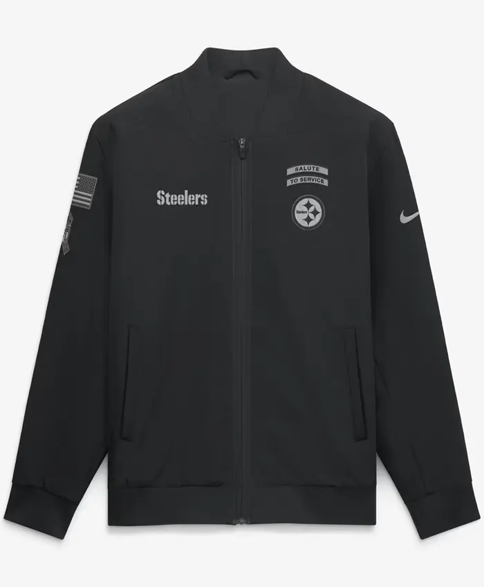 Nike Pittsburgh Steelers Salute to Service Black Bomber Jacket ZIP Up