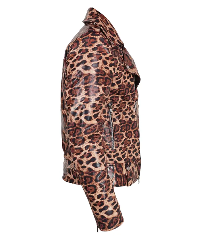 Leopard Print Leather Jacket - Image 2