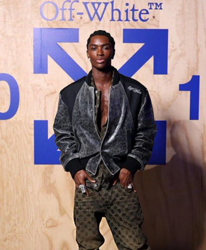 Order now Alton Mason x Off-White Relaxed Grey Leather Bomber Jacket