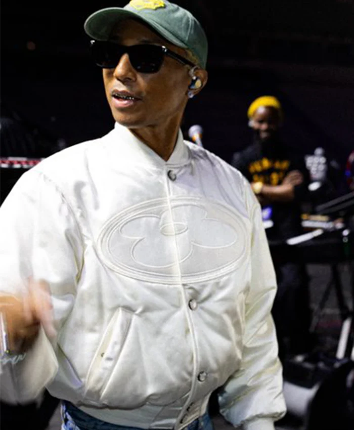 Pharrell Williams white Louis Vuitton Bomber Jacket