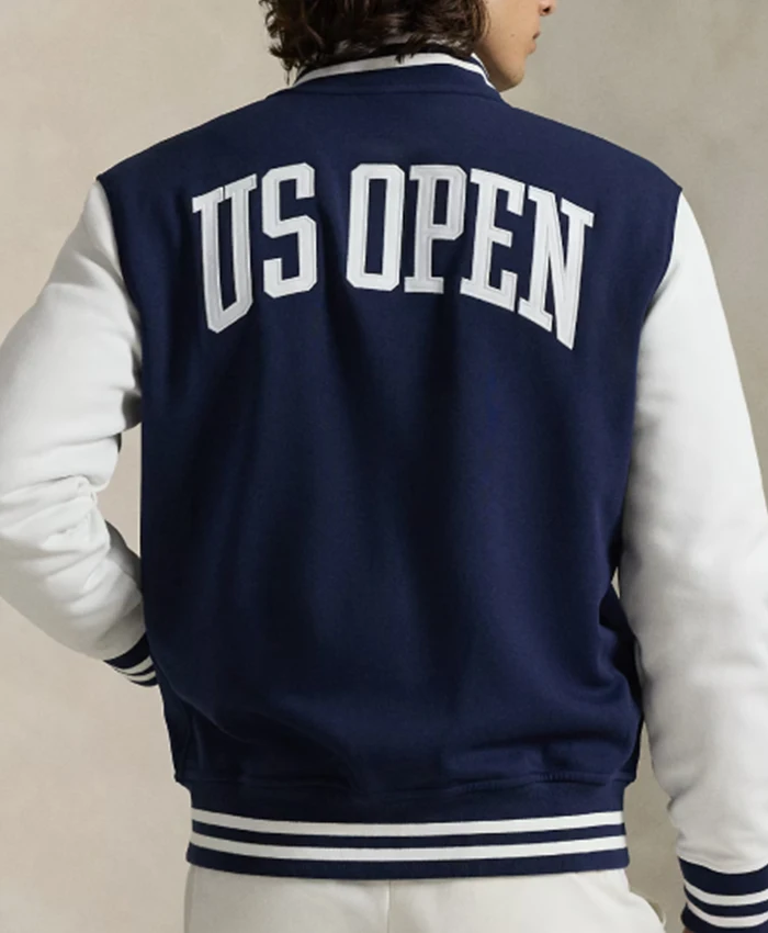 Polo Ralph Lauren US Open 2026 Breland Blue and White Varsity Jacket Back View