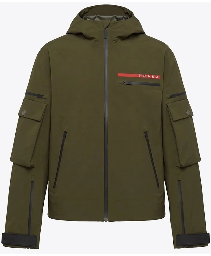 Prada Linea Rossa Technical Green Hooded Jacket