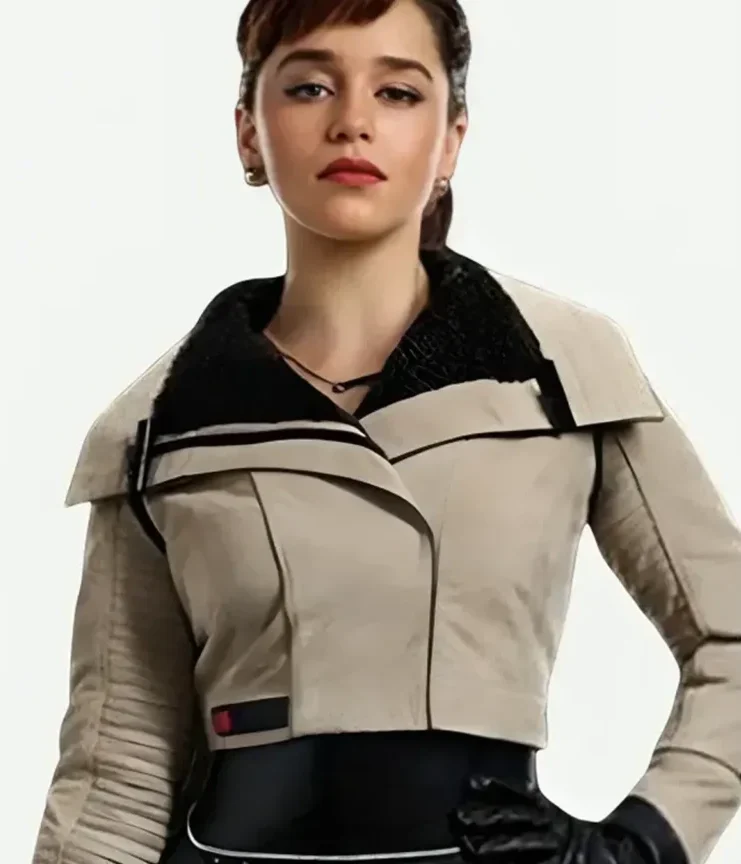 Qira Solo A Star Wars Story Beige Leather Jacket