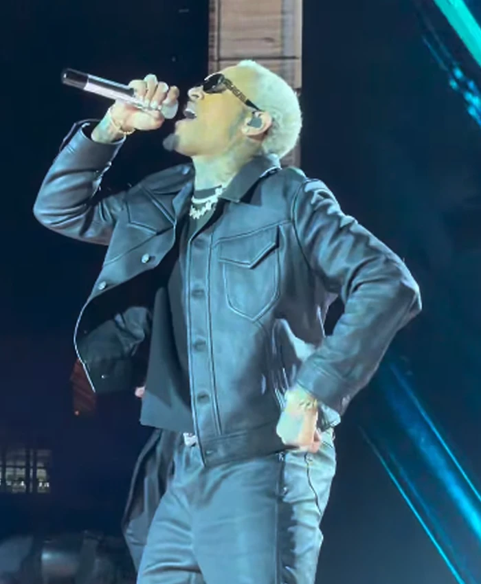 R&B Tour Concert 2026 Chris Brown Black Leather Jacket On Sale