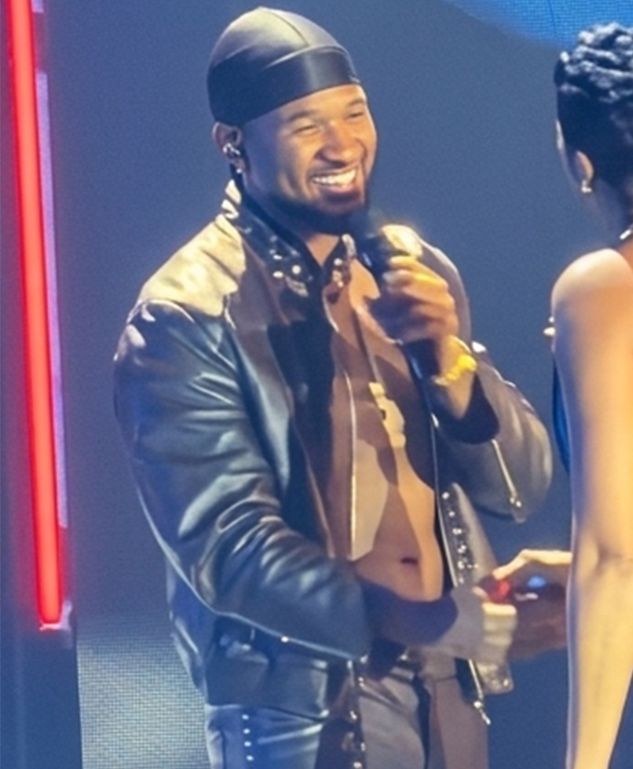 RB Tour Performance Usher Black Leather Jacket For Sale