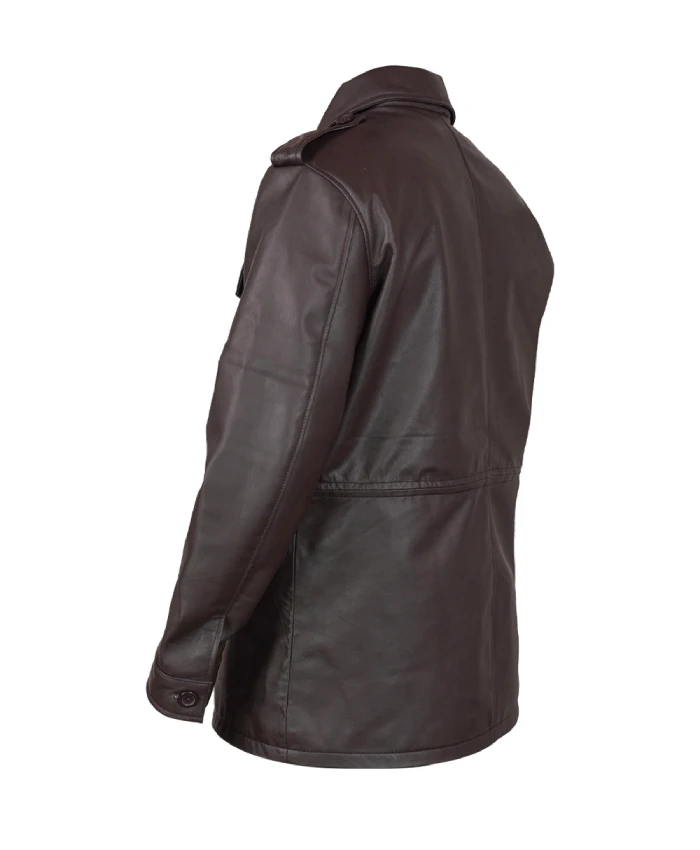 M65 Field genuine leather jacket with multiple utility pockets