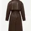 Reebok x Angel Reese Chocolate Brown Leather Belted Trench Coat Back
